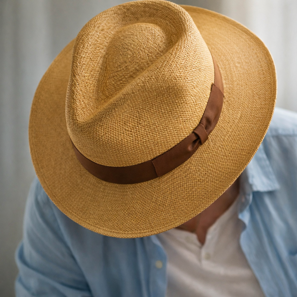 Classic Panama Straw Hat for Men – Lightweight Summer Fedora with Ribbon Band
