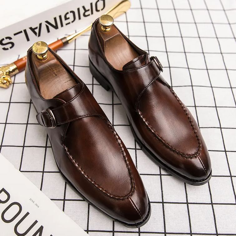 Men's Business Fashion Monk Leather Dress Shoes – colinshoes