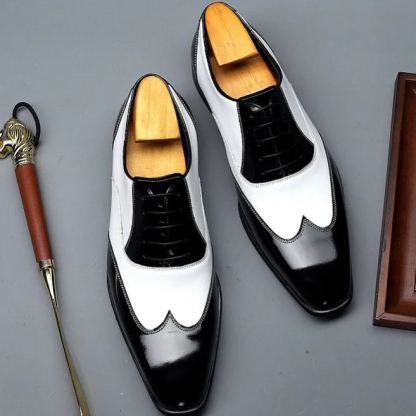 Sharp Black White Jazz Era Style Oxfords-Colinshoes