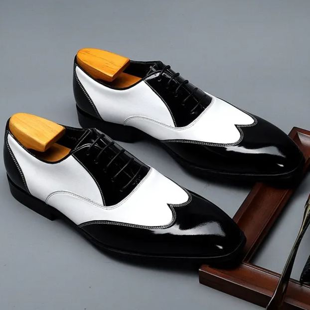 genuine leather two-tone brogue dress oxfords-Colinshoes