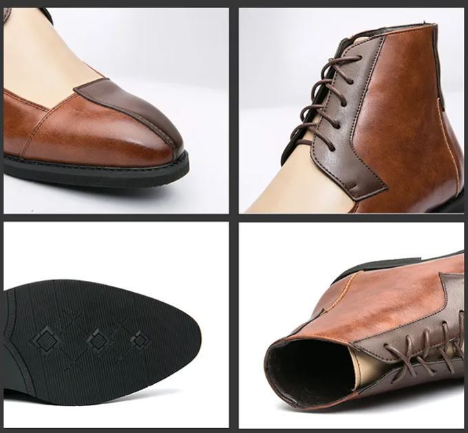 Travel-Ready Stylish Color-Block Lace-up Ankle Boots-Colinshoes