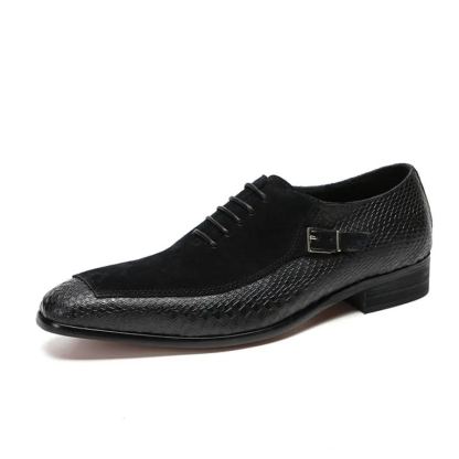 Italian Crafted Croc-Suede Hybrids Buckle Oxford-Colinshoes