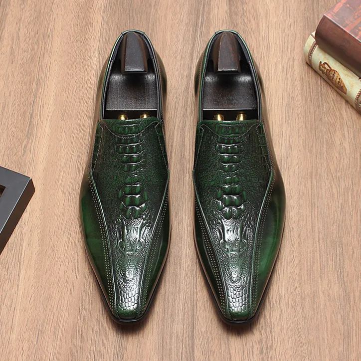 Men’s Exotic Patchwork Pointed-Toe Loafers