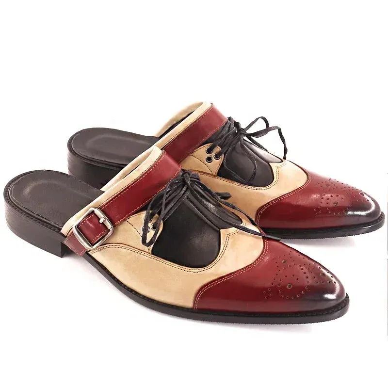 Left angle showing buckle, wingtip brogue and side cutouts-Colinshoes