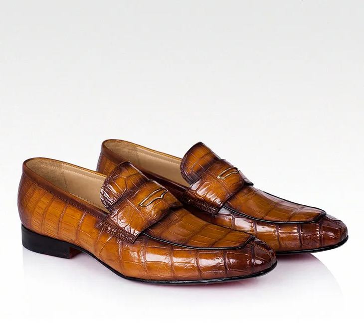 Quiet Flex Genuine Calfskin Croc Embossed Loafers-Colinshoes