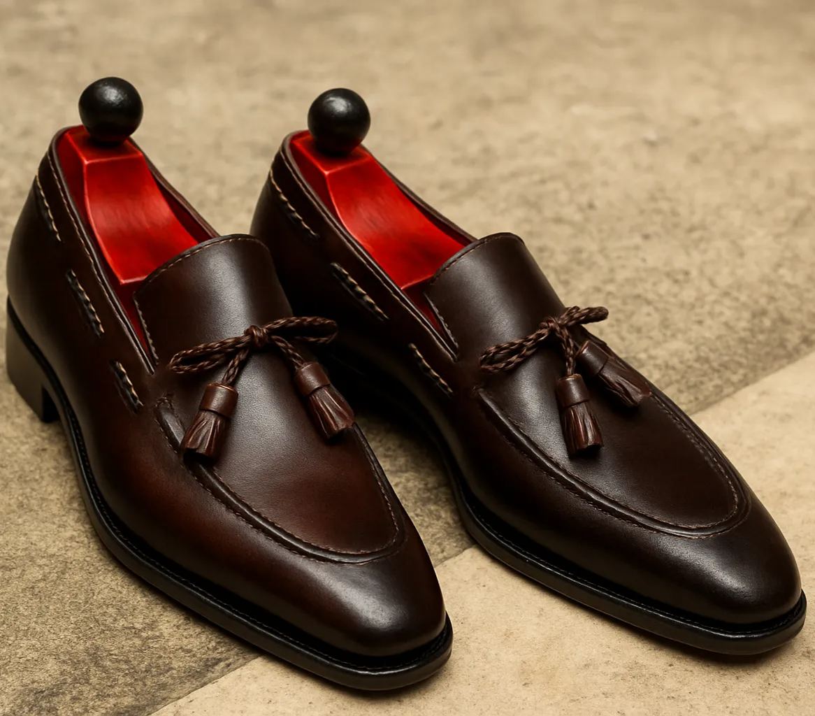 Bold Emerald Green Braided Tassel Loafers