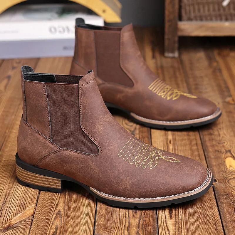 Cowboy-Inspired Western Chelsea Dress Boots