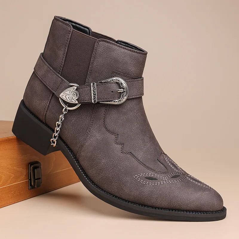 Timeless Cool Buckle Chelsea Boots for Men with Chain