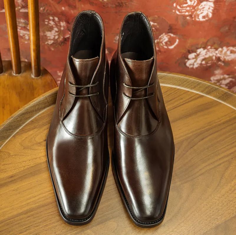 Refined Silhouette Lace-Up Ankle Boots