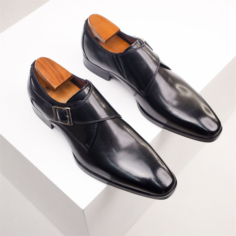 Modern Formal Single Monk Strap Leather Shoes