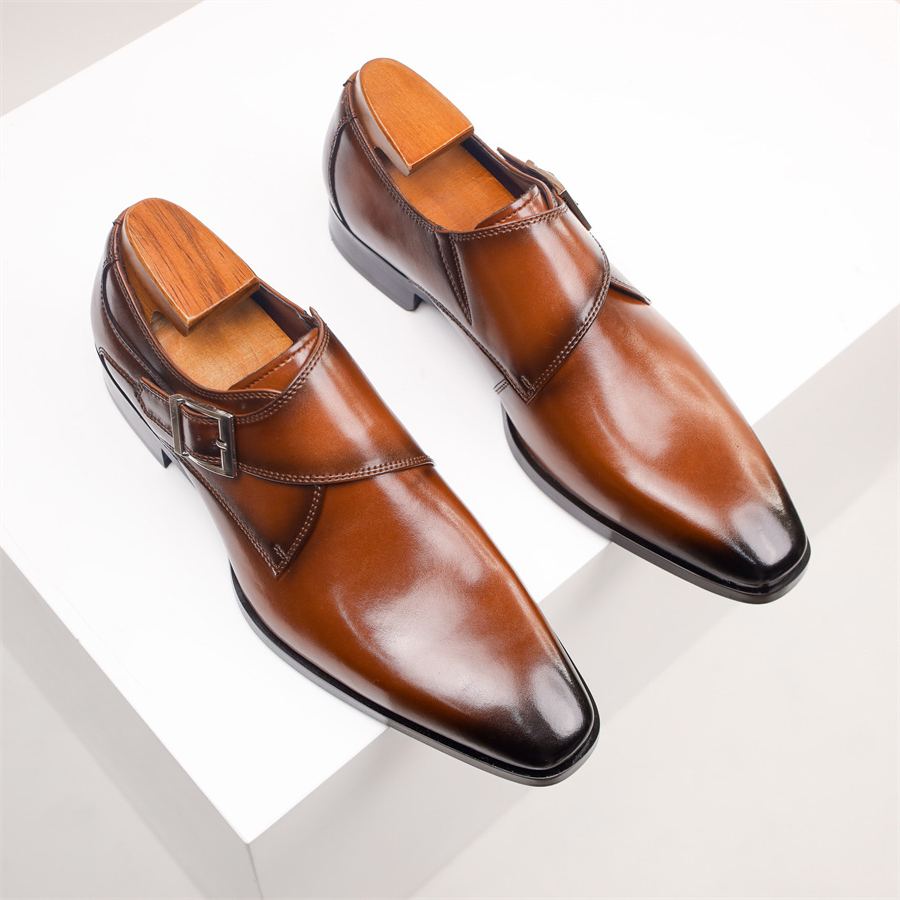 Modern Formal Single Monk Strap Leather Shoes