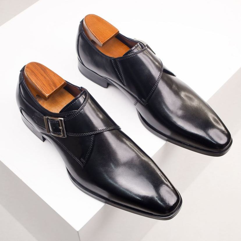 Modern Formal Single Monk Strap Leather Shoes