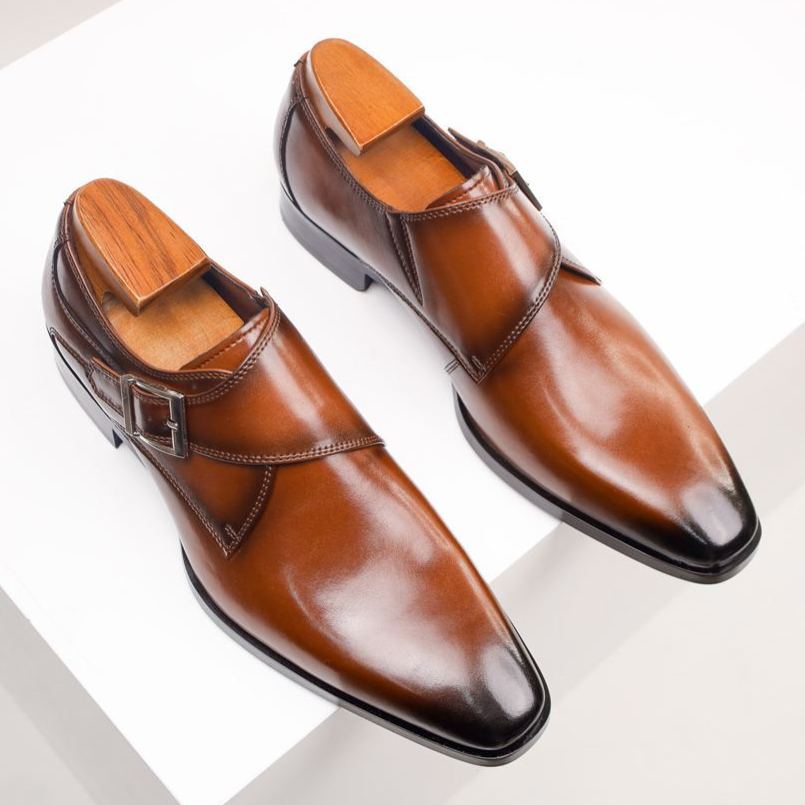 Modern Formal Single Monk Strap Leather Shoes