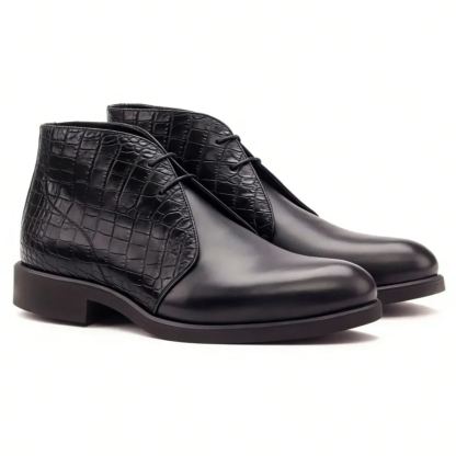 Modern Alligator Embossed Leather Chukka Boots