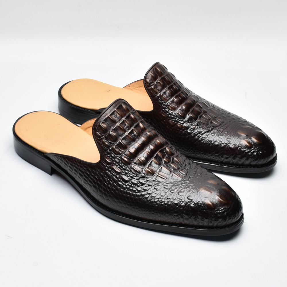 Authority Exotic Crocodile Embossed Leather Mule Loafers