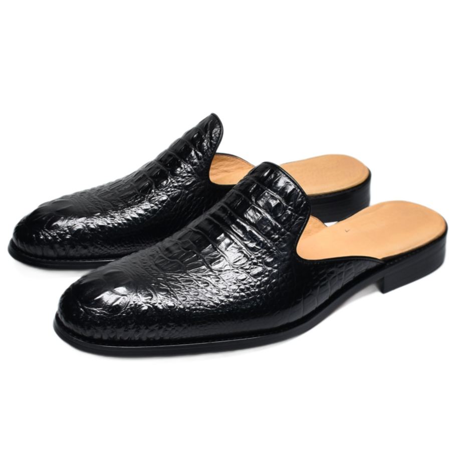 Authority Exotic Crocodile Embossed Leather Mule Loafers