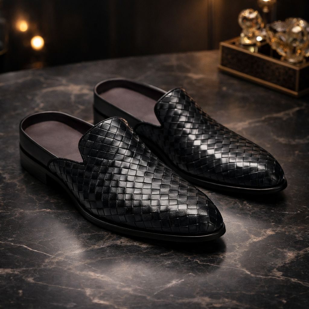 smart casual men leather mule shoes