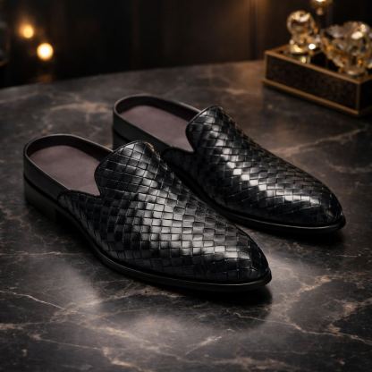 smart casual men leather mule shoes