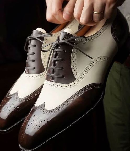 Two-Tone Brogue Vintage Spectator Oxfords