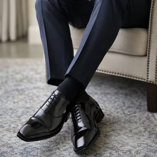 4cm Heel Cap Toe Premium Leather Timeless Oxfords