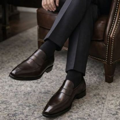 Goodyear Welt High-Shine Leather Penny Loafers