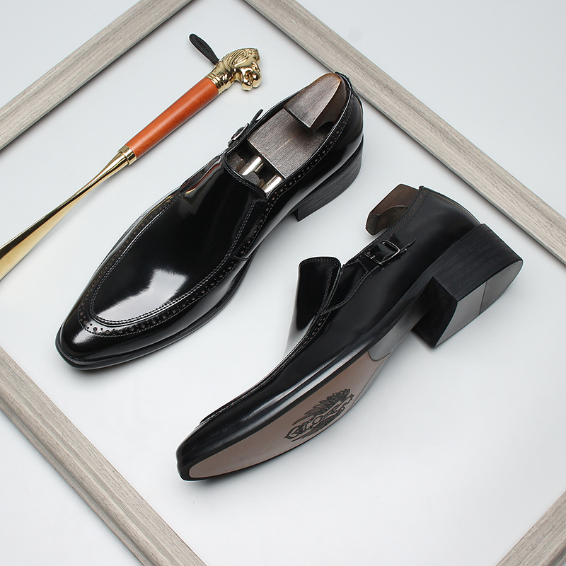 Elegant Buckle Detail Wholecut Loafers Formal Slip-on
