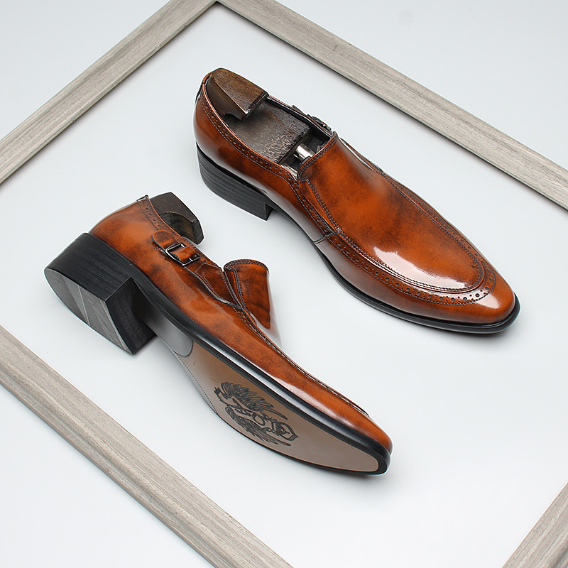 Elegant Buckle Detail Wholecut Loafers Formal Slip-on
