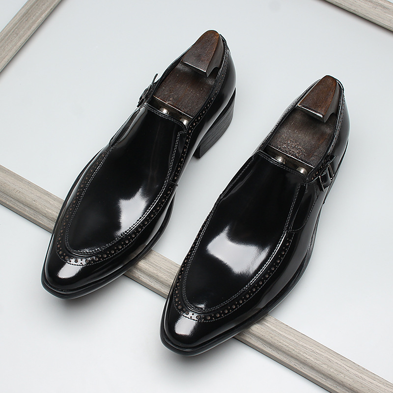 Elegant Buckle Detail Wholecut Loafers Formal Slip-on
