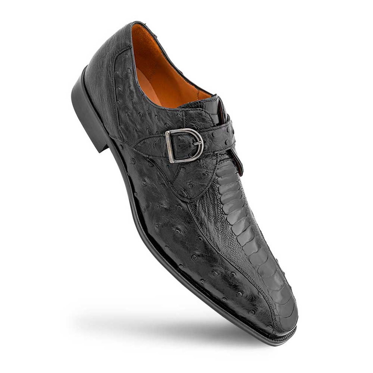 Black Tie Approved Croc & Ostrich Print Monk Strap-Colinshoes