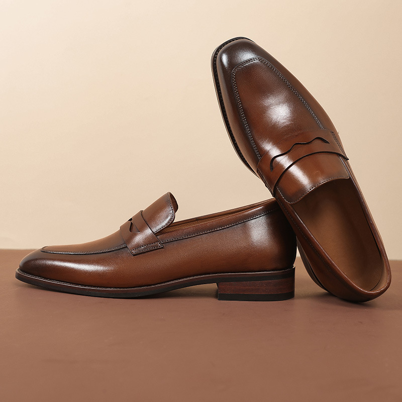 Men’s Leather Penny Loafers | Brown & Black Slip-On Dress Shoes