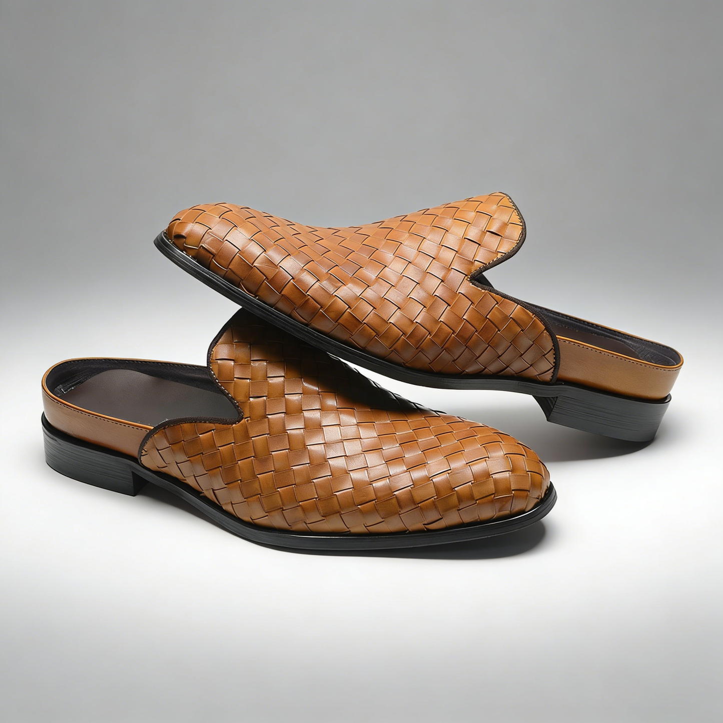 Relaxed Luxury Handwoven Leather Mule Backless Loafer