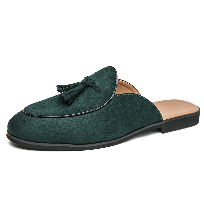 Men's Tassel Mule Loafers | Suede Slip-On Backless Dress Shoes- colinshoes