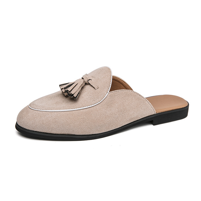 Men's Tassel Mule Loafers | Suede Slip-On Backless Dress Shoes- colinshoes