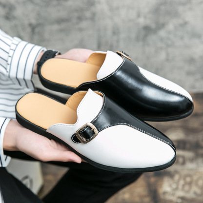 Colorblock Slip-On Casual Backless Mule Loafers