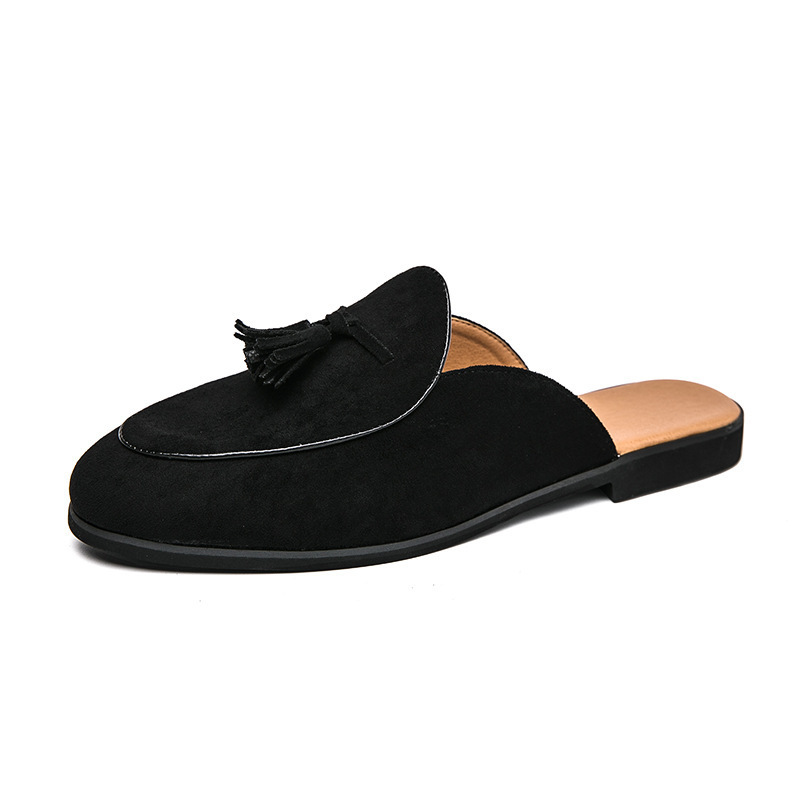 Men's Tassel Mule Loafers | Suede Slip-On Backless Dress Shoes- colinshoes