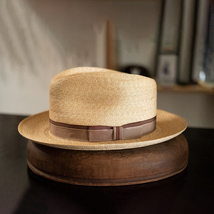 Classic Straw Fedora Hat with Vintage Ribbon Band | colinshoes