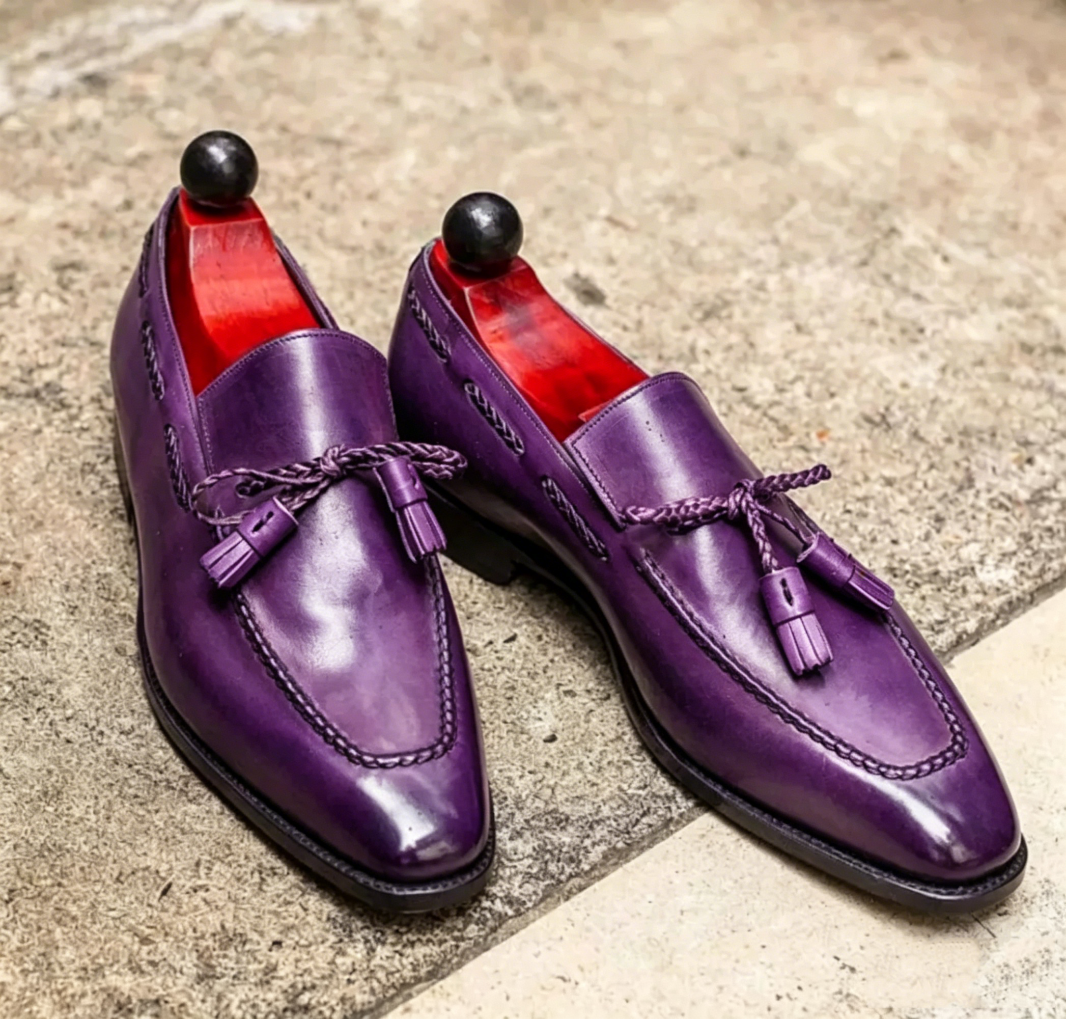 Tassel Loafers in Green Leather for Men | colinshoes
