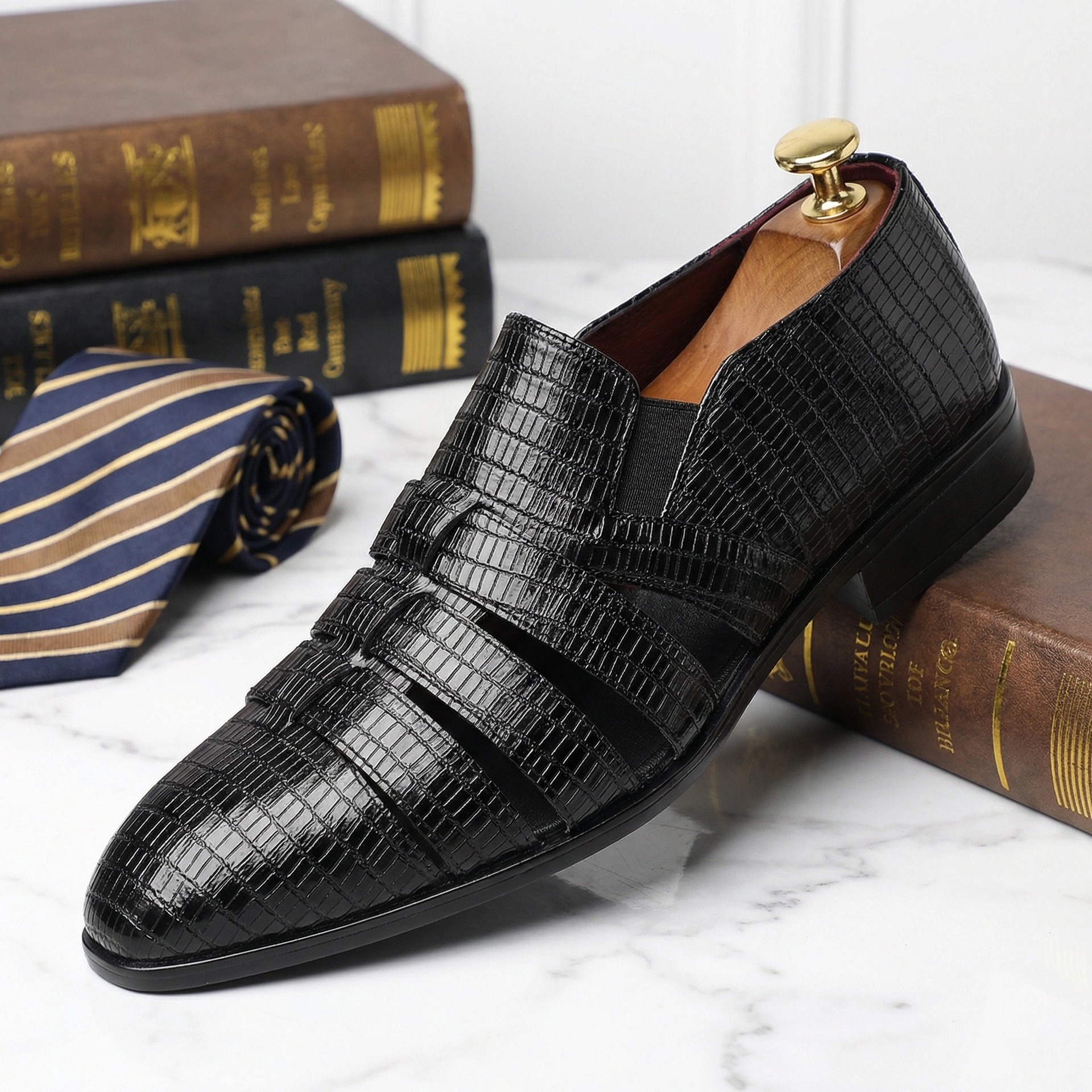 Luxury Velvet Loafers for Men | Embroidered Slip-On Dress Shoes --- colinshoes