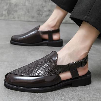 Men's Woven Leather Slingback Sandals