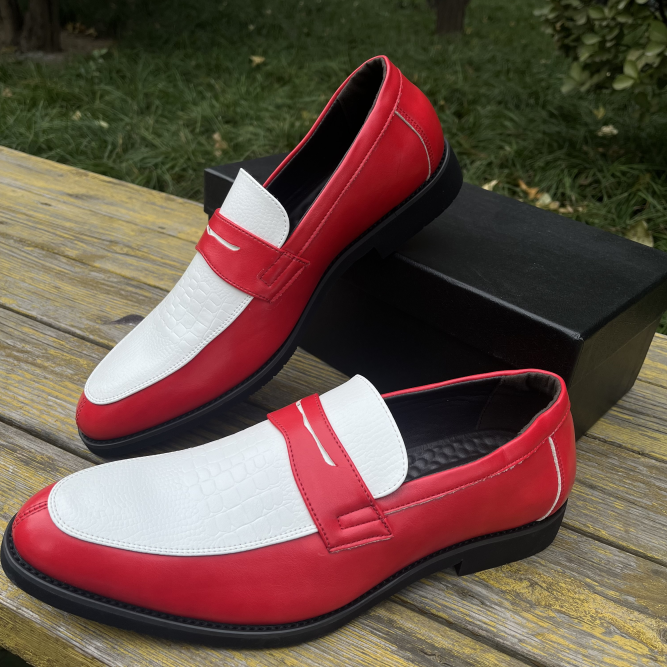 Men's Top Layer Cowhide Business Formal British Three Truncated Genuin