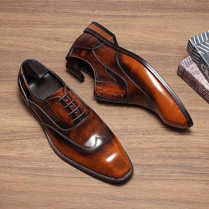 Hand-Patina Wholecut Balmoral Oxford Leather Shoes