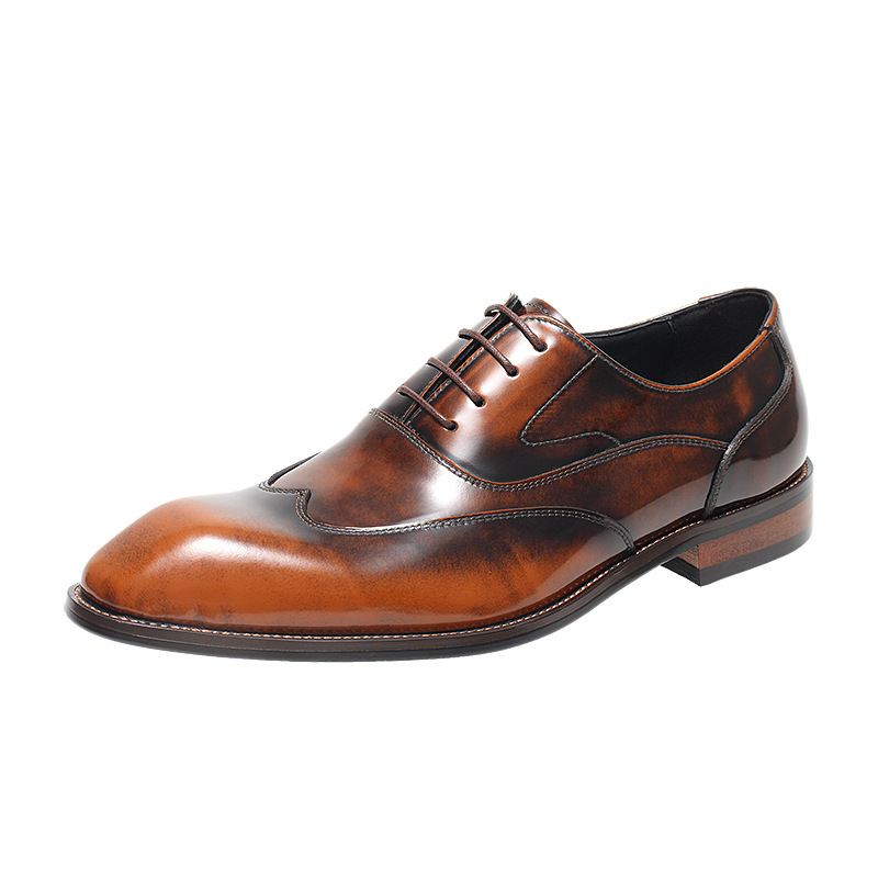Hand-Patina Wholecut Balmoral Oxford Leather Shoes