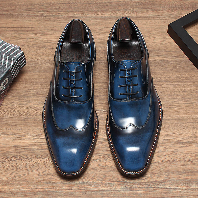 Hand-Patina Wholecut Balmoral Oxford Leather Shoes
