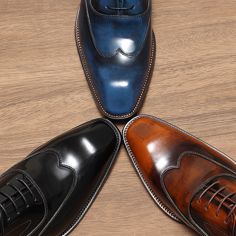 Hand-Patina Wholecut Balmoral Oxford Leather Shoes