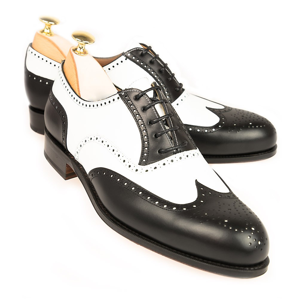 Left angled shot highlighting wingtip and perforated design details-Colinshoes