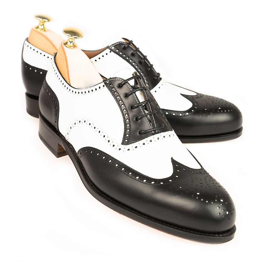 Left angled shot highlighting wingtip and perforated design details-Colinshoes