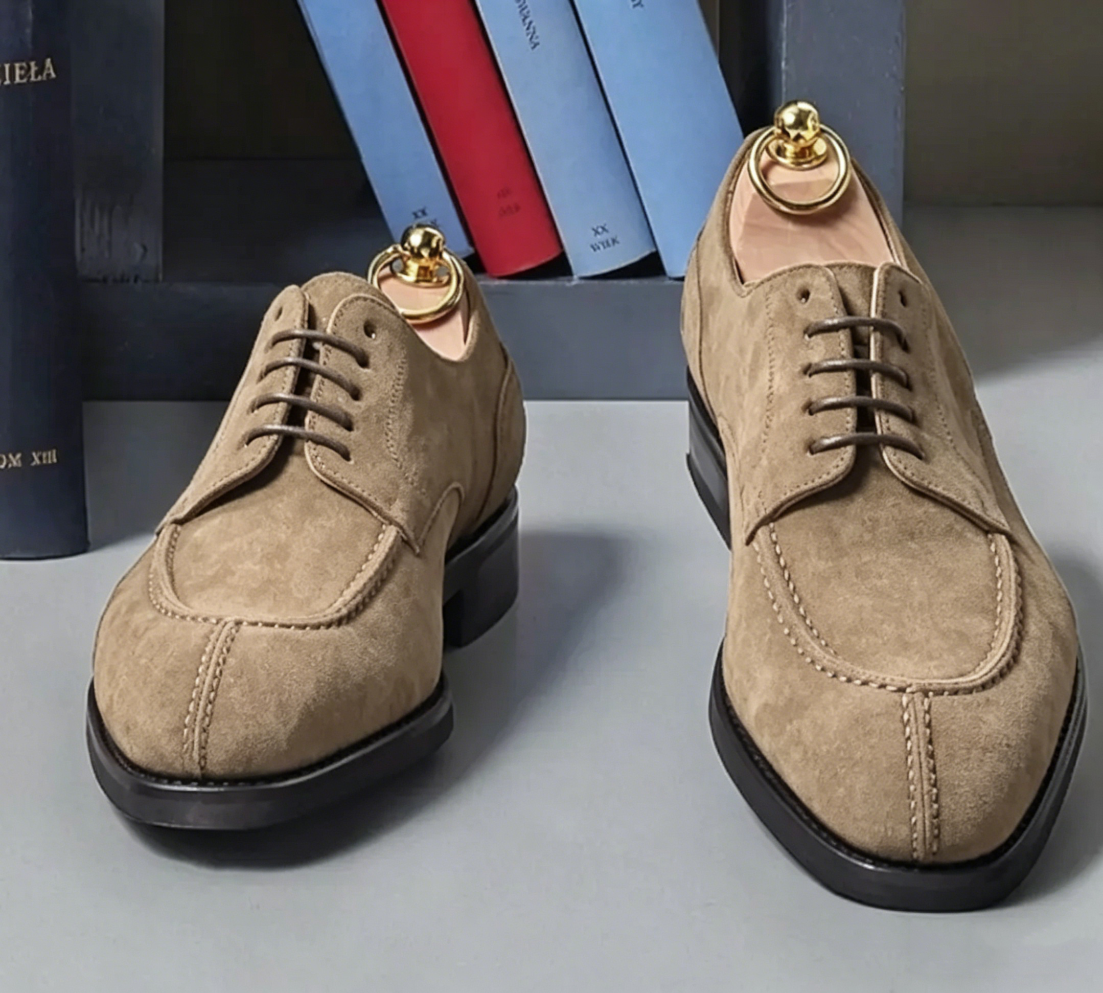 Understated Luxury Suede Split Toe Derby