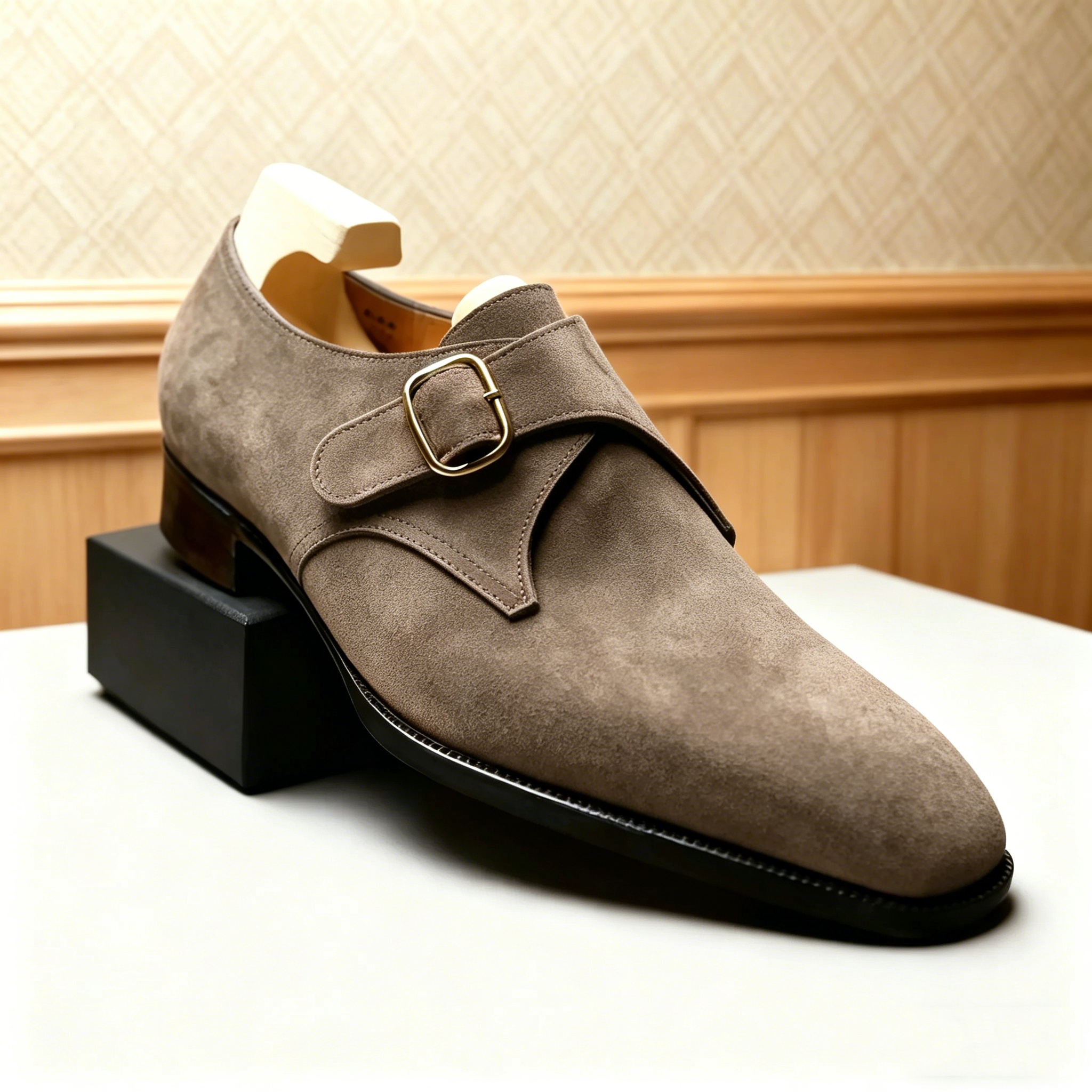 Brown Suede Monk Strap Shoes for Men – Classic Business & Casual Style | colinshoes
