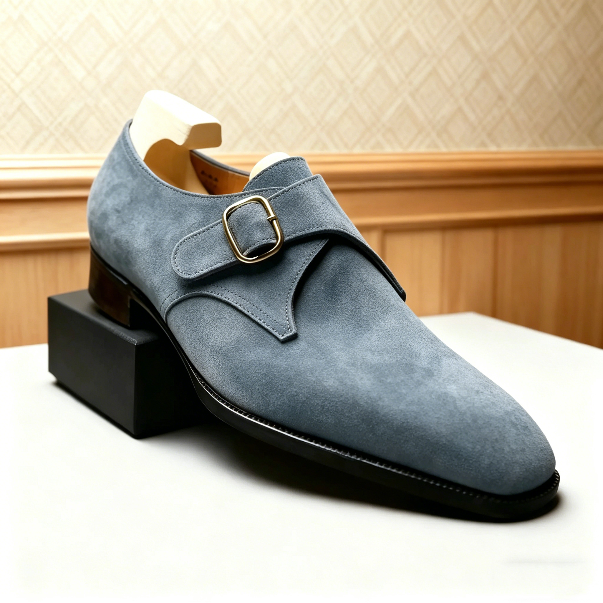 Brown Suede Monk Strap Shoes for Men – Classic Business & Casual Style | colinshoes