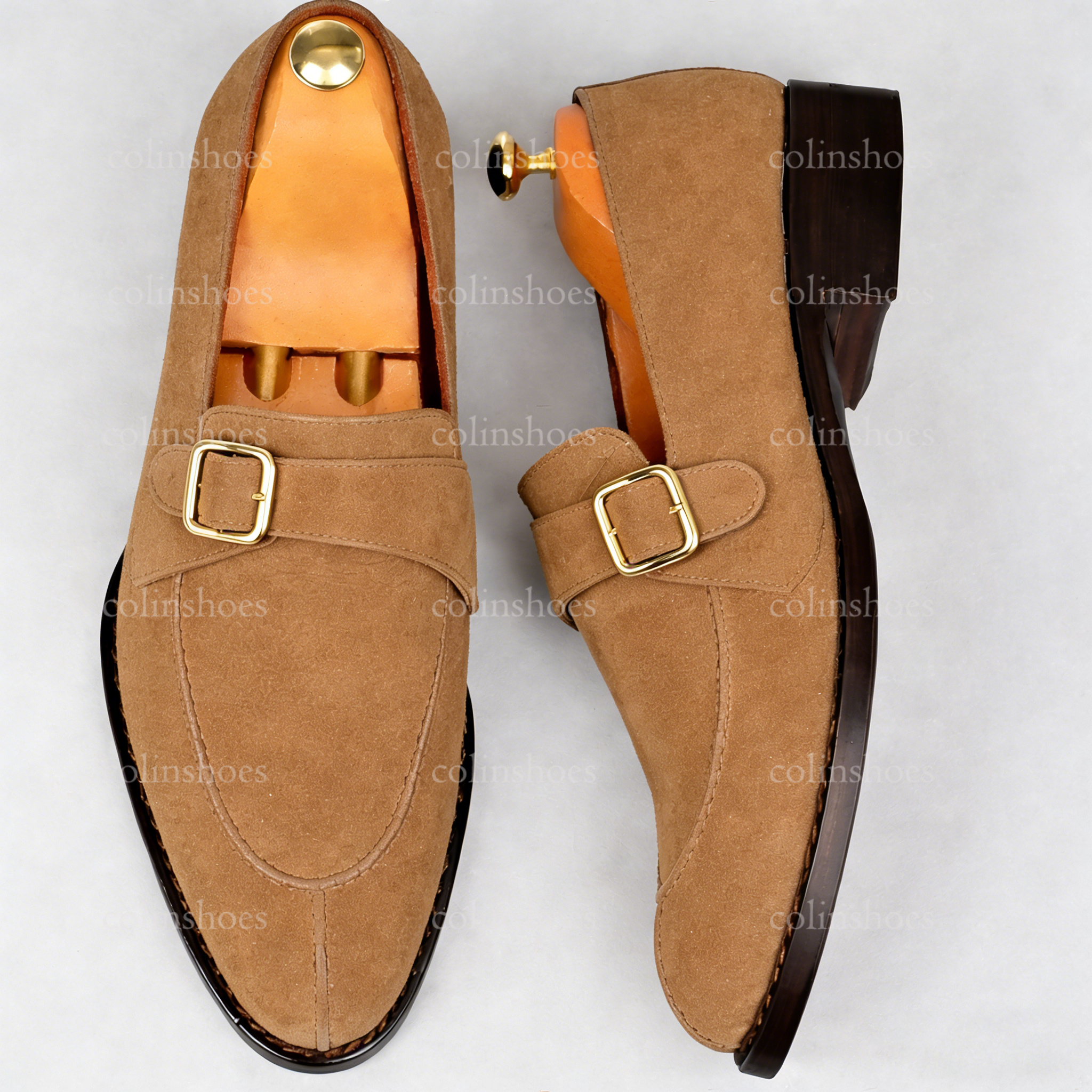 Italian Style Suede Monk Strap Loafers for Business & Casual
